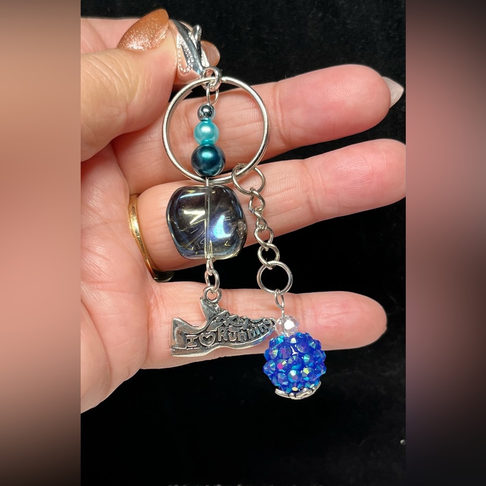 I love running keychain purse bling zipper pull